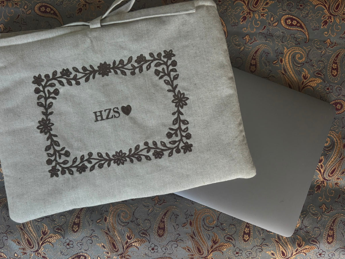 Personalized Laptop Sleeve - Floral Frame